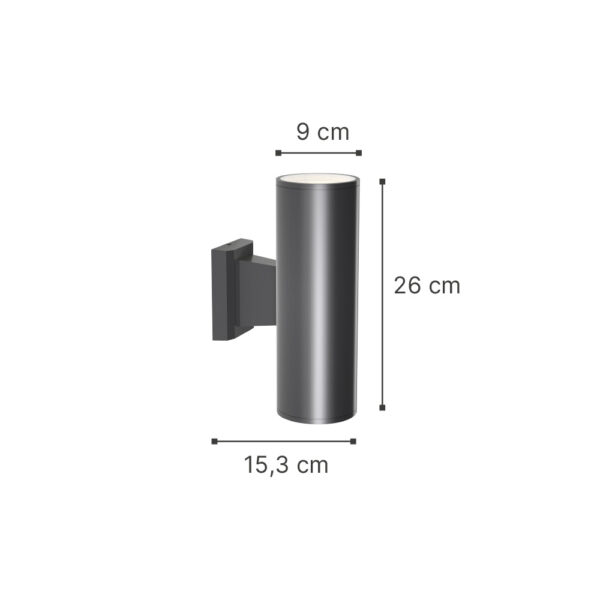 InLight Winnipeg 2xΕ27 Outdoor Up-Down Wall Lamp Anthracite D:15.3cmx26cm (80203444)