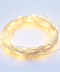 100 LED ΛΑΜΠΑΚ ΣΕΙΡΑ ΧΡΟΝΟΔΙΑΚ ΘΕΡΜΟ ΛΕΥΚΟ ΑΣΗΜΙ ΚΑΛΩΔ ΧΑΛΚΟΥ & ΜΠΑΤΑΡ 3xAA IP44 10m+10cm ACA – X01100115