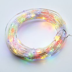 100 LED ΛΑΜΠΑΚ ΣΕΙΡΑ ΧΡΟΝΟΔΙΑΚ RGBY ΑΣΗΜΙ ΚΑΛΩΔ ΧΑΛΚΟΥ & ΜΠΑΤΑΡ 3xAA IP44 10m+10cm ACA – X01100315