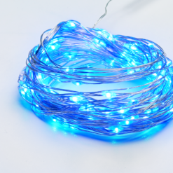 100 LED ΛΑΜΠΑΚ ΣΕΙΡΑ ΜΠΛΕ ΑΣΗΜΙ ΚΑΛΩΔ ΧΑΛΚΟΥ & ΑΝΤΑΠΤ.(3,5VDC) & 8ΠΡΟΓΡΑΜ.  IP44 10m+3m, 600mA ACA – X01100612