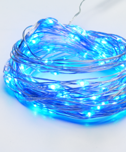 100 LED ΛΑΜΠΑΚ ΣΕΙΡΑ ΜΠΛΕ ΑΣΗΜΙ ΚΑΛΩΔ ΧΑΛΚΟΥ & ΑΝΤΑΠΤ.(3,5VDC) & 8ΠΡΟΓΡΑΜ.  IP44 10m+3m, 600mA ACA – X01100612
