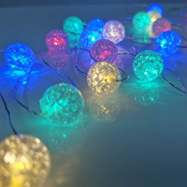 BALLS, 20 LED  ΛΑΜΠAKIA ΧΑΛΚΟΥ, RGBY,  ΑΣΗΜΙ. ΚΑΛ. & ΜΠΑΤ. 2xAA, IP20, 2M+10CM, 1.2W ACA - X01203116