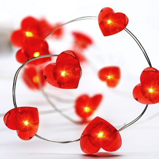 RED HEART, 20 LED ΛΑΜΠΑΚΙΑ ΧΑΛΚΟΥ, ΚΟΚΚΙΝΟ, ΑΣΗΜΙ. ΚΑΛ. & ΜΠΑΤ. 2xAA, IP20, 2M+10CM, 1.2W ACA – X01204115