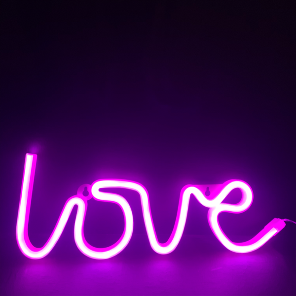 LOVE, 118 NEON LED ΛΑΜΠΑΚΙΑ ΜΕ ΜΠΑΤΑΡΙΑ (3xAA)/USB, ΡΟΖ, IP20, 35.5x2x13cm ACA - X041187322