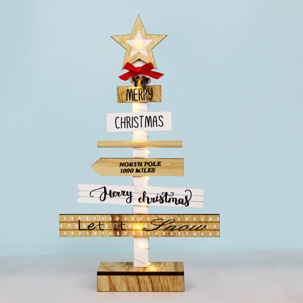 WOODEN CHRISTMAS TREE 10 MINI LED WW ΛΑΜΠΑΚΙΑ ΜΠ/ΡΙΕΣ (2AA) IP20 22.5X5X38CM ACA - X05121120