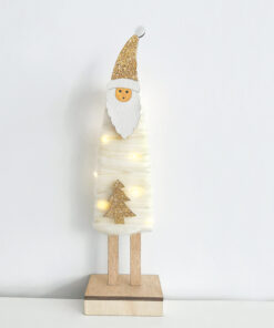 WOODEN SANTA 12 MINI LED WW ΛΑΜΠΑΚΙΑ ΜΠ/ΡΙΕΣ (2AAA) IP20 9.5X5.5X34CM ACA – X05121419