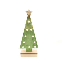WOODEN GREEN HOUSE GOLD GLITTER STAR, 10 MINI LED ΛΑΜΠ. ΜΠΑΤ. (2xAA), WW,IP20, 12.5X4.5X27CM ACA – X061011210