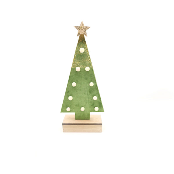 WOODEN GREEN HOUSE GOLD GLITTER STAR, 10 MINI LED ΛΑΜΠ. ΜΠΑΤ. (2xAA), WW,IP20, 12.5X4.5X27CM ACA - X061011210