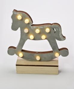“WOODEN GREY HORSE”, 10 MINI LED ΛΑΜΠ. ΜΠΑΤ. (2xAA), WW,IP20, 17X4.5X16CM ACA – X061011239
