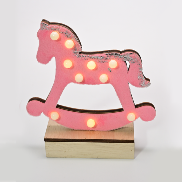 "WOODEN PINK HORSE", 10 MINI LED ΛΑΜΠ. ΜΠΑΤ. (2xAA), WW,IP20, 17X4.5X16CM ACA - X061011240