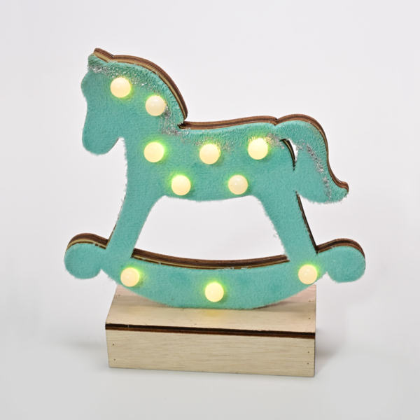 "WOODEN BLUE HORSE", 10 MINI LED ΛΑΜΠ. ΜΠΑΤ. (2xAA), WW,IP20, 17X4.5X16CM ACA - X061011241