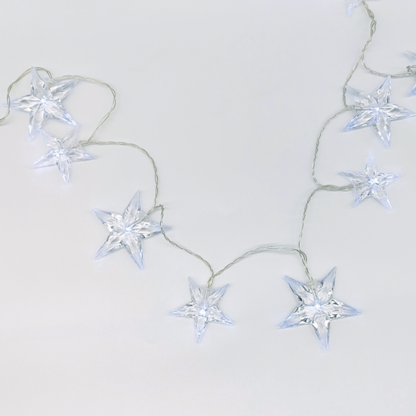 "PLASTIC BIG&MEDIUM STARS", 10 LED ΛΑΜΠ. ΣΕΙΡΑ ΜΠΑΤ. (3xAA), CW,IP20, 135+30cm, ΔΙΑΦ. ΚΑΛ. ΤΡΟΦ. ACA - X061021242