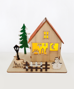 “WOODEN XMAS HOUSE”, 1 MINI LED ΛΑΜΠ. ΜΠΑΤ. (3xLR44), WW,IP20, 16X10X13CM ACA – X06116243