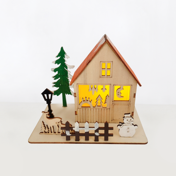 "WOODEN XMAS HOUSE", 1 MINI LED ΛΑΜΠ. ΜΠΑΤ. (3xLR44), WW,IP20, 16X10X13CM ACA - X06116243