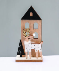 WOODEN DEER WITH TREE & DEER ΔΙΑΚΟΣΜΗΤΙΚΟ ΜΟΤΙΦ 19x5x9cm ACA – X061965