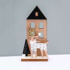 WOODEN DEER WITH TREE & DEER ΔΙΑΚΟΣΜΗΤΙΚΟ ΜΟΤΙΦ 19x5x9cm ACA – X061965