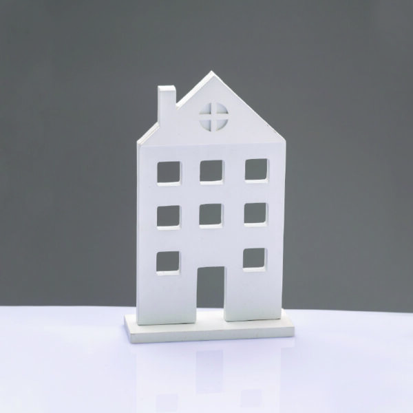 WOODEN DECORATIVE WHITE HOUSE WITH BASE ΔΙΑΚΟΣΜΗΤΙΚΟ ΜΟΤΙΦ 14*5*23cm ACA - X062372