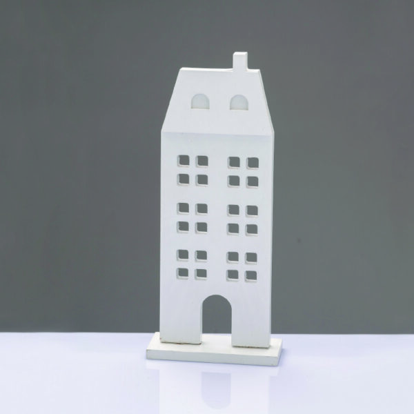 WOODEN DECORATIVE WHITE HOUSE  ΜΟΤΙΦ 11.5*5*27,5cm ACA - X062768