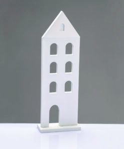 WOODEN DECORATIVE WHITE HOUSE  ΜΟΤΙΦ 11.5*5*33,5cm ACA – X063367