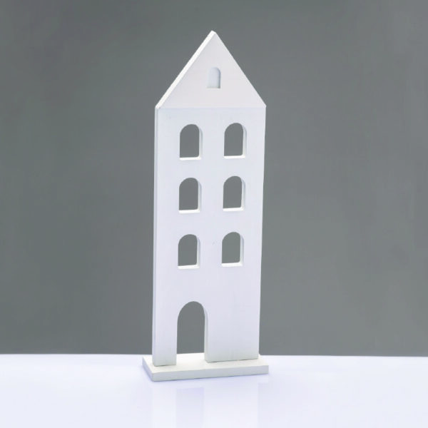 WOODEN DECORATIVE WHITE HOUSE  ΜΟΤΙΦ 11.5*5*33,5cm ACA - X063367