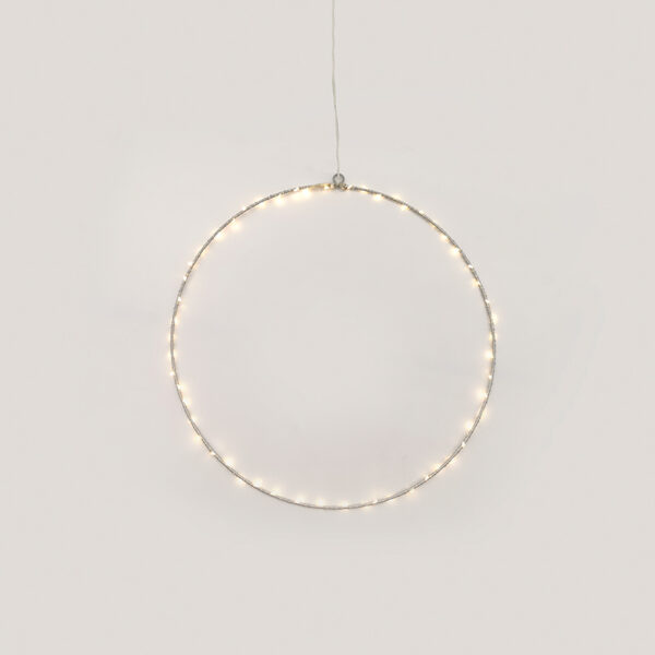 D30CM SILVER ROUND 45 ΜΙΝΙ LED ΛΑΜΠΑΚΙΑ WW, ΑΣΗΜΙ ΚΑΛΩΔ. ΧΑΛΚΟΥ,ΑΝΤΑΠΤ.(3VDC),IP44, 3M ΔΙΑΦ ΚΑΛ ACA - X064514227