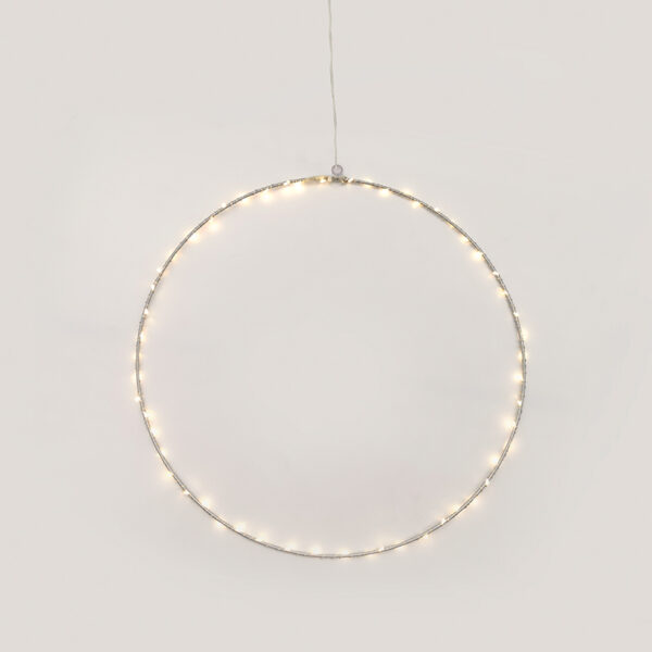 D40CM SILVER ROUND 55 ΜΙΝΙ LED ΛΑΜ, WW, ΑΣΗΜΙ ΚΑΛΩΔ. ΧΑΛΚΟΥ,ΑΝΤΑΠΤ.(3VDC),IP44, 3M ΔΙΑΦ ΚΑΛ ACA - X065514227