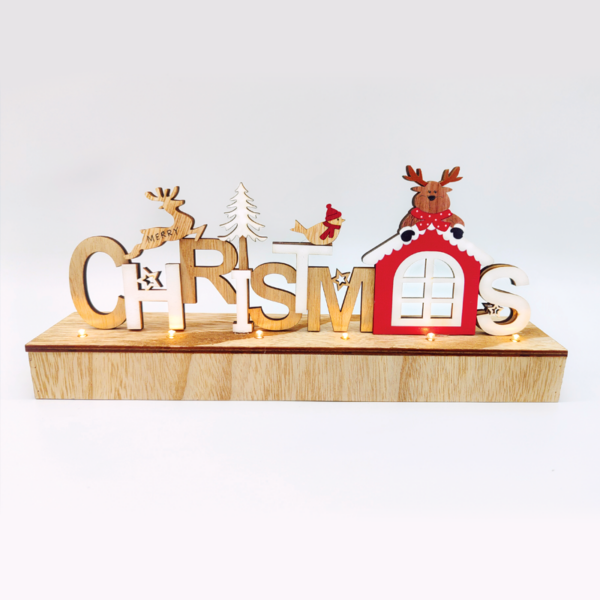 "WOODEN TABLE XMAS", 6 LED ΛΑΜΠ. ΜΠΑΤ. (2xAA), WW,IP20, 30X6X13CM ACA - X06611244