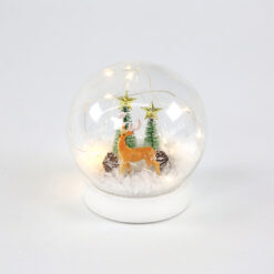 GLASS SNOW BALL DEER, 10 MINI WW LED ΛΑΜΠAKIA ΜΠΑΤ. (2XAAA) IP20 Φ12CM ACA – X07101131