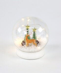 GLASS SNOW BALL DEER, 10 MINI WW LED ΛΑΜΠAKIA ΜΠΑΤ. (2XAAA) IP20 Φ12CM ACA – X07101131