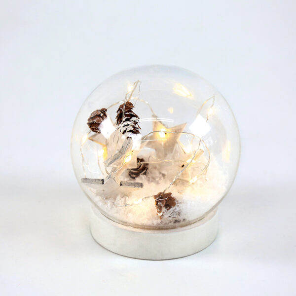 GLASS SNOW BALL STARS, 10 MINI WW LED ΛΑΜΠAKIA ΜΠΑΤ. (2XAAA) IP20 Φ12CM ACA - X07101132