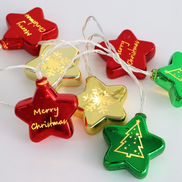 XMAS PLASTIC STAR,10 LED ΛΑΜΠ. ΣΕΙΡΑ,ΜΠΑΤ. (2xAA),WW,IP20,15cm ,150+30cm ΚΑΛ. ΤΡΟΦ. ACA - X07101163