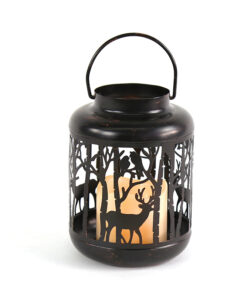 METAL BLACK REINDEER LANTERN ΛΕΥΚΟ ΚΕΡΙ, 1 LED ΛΑΜΠ. ΜΠΑΤ. (3xAAA), WW,IP44, Φ12Χ18CM ACA – X0711107