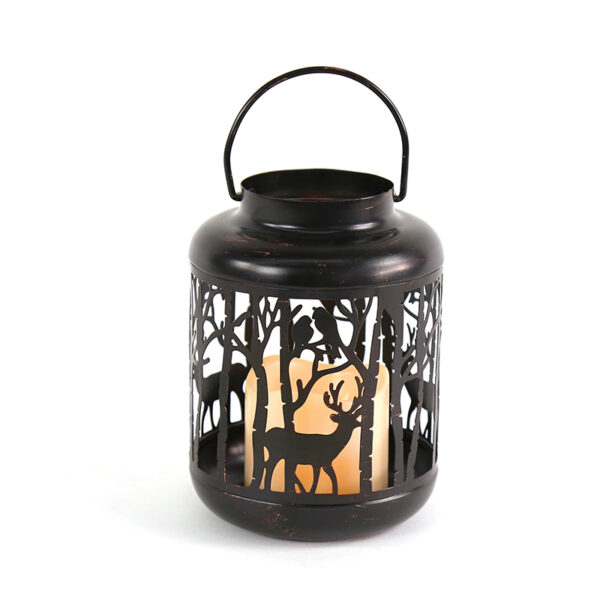 METAL BLACK REINDEER LANTERN ΛΕΥΚΟ ΚΕΡΙ, 1 LED ΛΑΜΠ. ΜΠΑΤ. (3xAAA), WW,IP44, Φ12Χ18CM ACA - X0711107