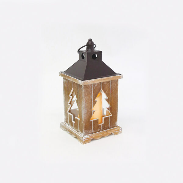 WOODEN & METAL LANTERN ΛΕΥΚΟ ΚΕΡΙ, 1 LED ΛΑΜΠ. ΜΠΑΤ. (3xAAA), WW,IP44, Φ14Χ31CM ACA - X0711109