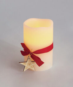 RED RIBBON WAX CANDLE, 1  LED ΛΑΜΠ. ΜΠΑΤ. (2xAA), WW,IP20, φ7.5×12.5cm ACA – X0711117