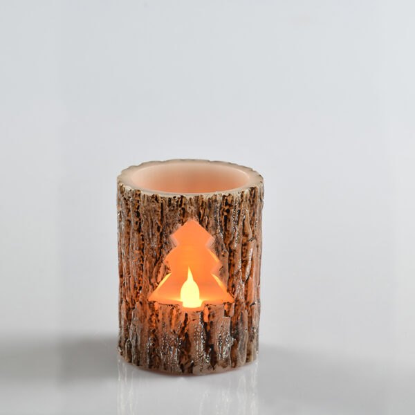 XMAS TREE WAX CANDLE, 1  LED ΛΑΜΠ. ΜΠΑΤ. (3xAAA), WW,IP20, φ7.5x10cm ACA - X0711118