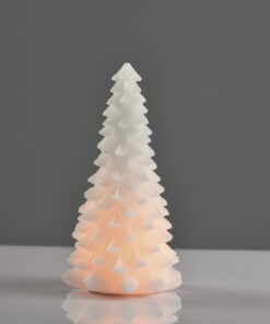 WHITE XMAS TREE WAX CANDLE, 1  LED ΛΑΜΠ. ΜΠΑΤ. (3xAAA), WW,IP20, φ13.5X23.5cm ACA – X0711119