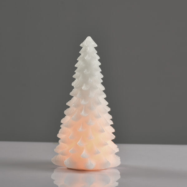 WHITE XMAS TREE WAX CANDLE, 1  LED ΛΑΜΠ. ΜΠΑΤ. (3xAAA), WW,IP20, φ13.5X23.5cm ACA - X0711119