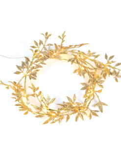 GOLD GARLAND, 20 ΜΙΝΙ LED ΛΑΜΠ. WW ΜΠΑΤ. (2XAA) ΑΣΗΜΙ ΚΑΛ. ΧΑΛΚΟΥ IP20 150+30CM ΔΙΑΦ ΚΑΛ ΤΡΟΦ. ACA – X07201145