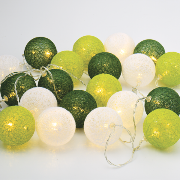 “WOVEN BALL FAIRY LIGHTS” ΠΡΑΣΙΝΗ & ΑΣΠΡΗ ΜΠΑΛΑ 20 LED ΛΑΜΠΑΚ ΣΕΙΡΑ ΜΠΑΤΑΡ(2xΑΑ) ΘΕΡΜΟ ΛΕΥΚΟ IP20 ACA - X07201161