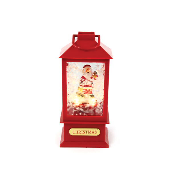 "PLASTIC SNOWY MUSIC SANTA LANTERN", 2 MINI LED ΛΑΜΠΑΚ. WW, ΜΠΑΤ. (3ΑA),IP20, 10Χ10Χ20CM ACA - X0721106B