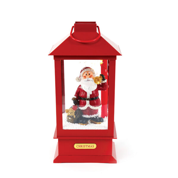 PLASTIC SNOWY MUSIC SANTA LANTERN, 2 MINI LED ΛΑΜΠΑΚIA WW, ΜΠΑΤ. (3ΑΑ),IP20, 16X16X35CM ACA - X0731106