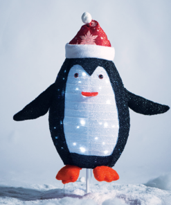 “PENGUIN DECORATION”, 40 LED, ΜΕΤΑΛΛΙΚΟ+ΠΑΝΙΝΟ, ΜΠΑΤ. (3xAA), TIMER, CW,IP44, 66x32x72cm, Φ22x32cm ACA – X07402165