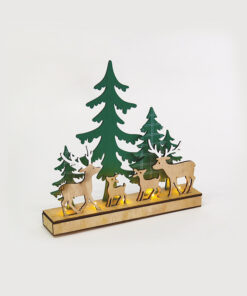 WOODEN GREEN XMAS DECOR, 5 LED ΛΑΜΠ. ΜΠΑΤ. (2XAAA) ΣΤΑΘ. IP20 30X6X28.5CM ACA – X0751128