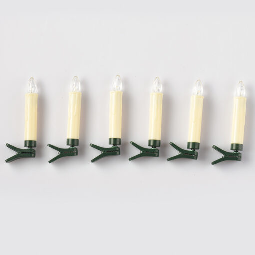 6 WHITE MINI CLIPS CANDLES, 6*1 LED ΛΑΜΠ. ΜΠΑΤ. (6*AAA), WW,IP20, φ1.5X10.5cm ACA – X0761121