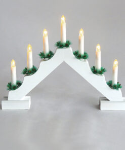 7 WHITE WOODEN CANDLE BRIDGE, 7 LED ΛΑΜΠΑΚΙΑ ΜΠΑΤ. (2XAA), WW,IP20, 39X4.5X30CM ACA – X0771122
