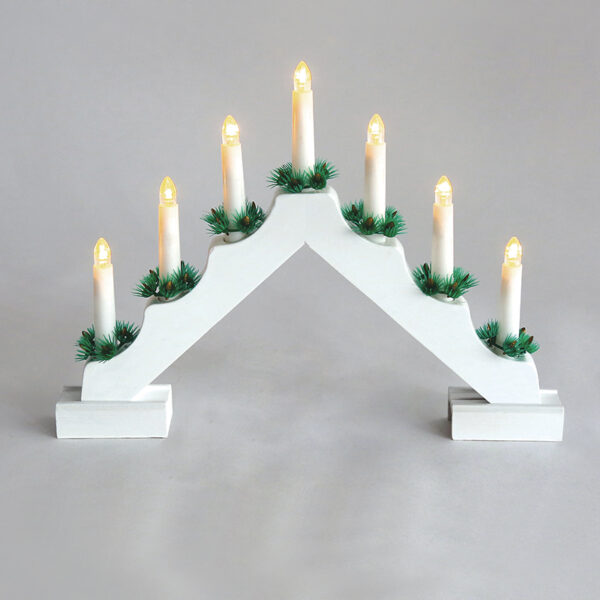 7 WHITE WOODEN CANDLE BRIDGE, 7 LED ΛΑΜΠΑΚΙΑ ΜΠΑΤ. (2XAA), WW,IP20, 39X4.5X30CM ACA - X0771122