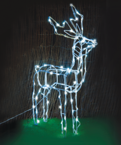 “STANDING REINDEER” 100 LED ΣΧΕΔ. ΛΑΜΠ ΣΕΙΡΑ CW ΑΝΤ.31VDC & 8 ΠΡΟΓ. IP44, 66x31x80cm 5m ΛΕΥΚ ΚΑΛ ACA – X0810024241