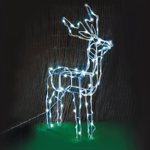 "STANDING REINDEER" 100 LED ΣΧΕΔ. ΛΑΜΠ ΣΕΙΡΑ CW ΑΝΤ.31VDC & 8 ΠΡΟΓ. IP44, 66x31x80cm 5m ΛΕΥΚ ΚΑΛ ACA - X0810024241