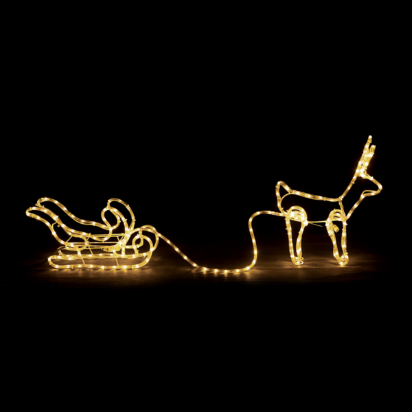 "REINDEER PULL SLEIGH" 192LED ΣΧΕΔΙΟ 8m ΜΟΝΟΚΑΝΑΛ ΦΩΤΟΣΩΛ ΘΕΡΜ ΛΕΥΚΟ IP44 145x23.5x49cm 1.5m ΚΑΛΩ ACA - X081921214